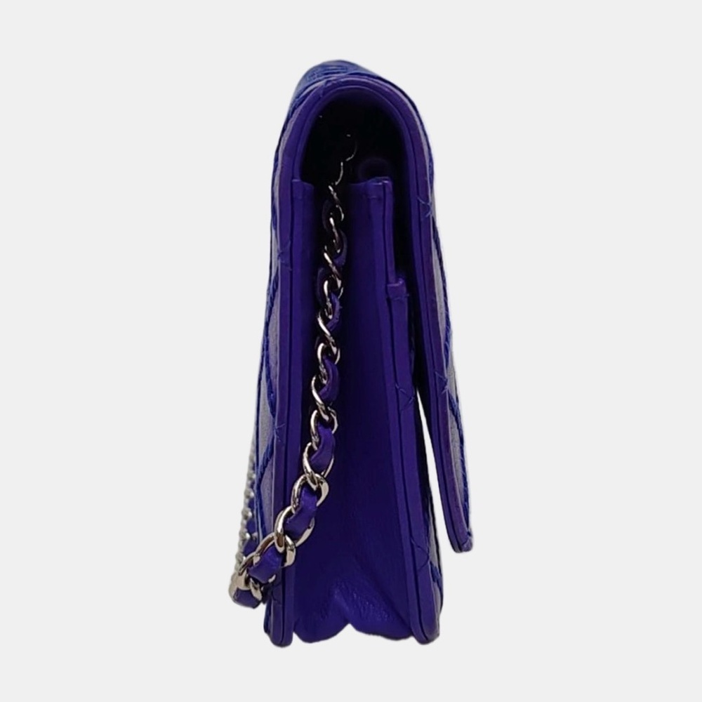 Chanel Classic Wallet On Chain WOC Quilted Lambskin Purple Silver Hardware - Picture 4 of 12